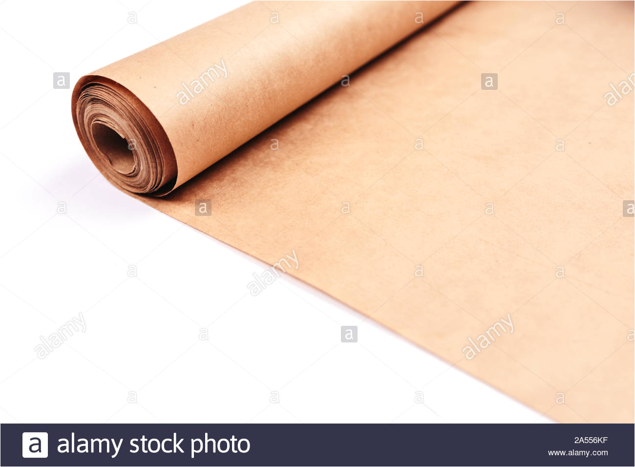 twisted into roll brown wrapping paper on white background 2a556kf jpg