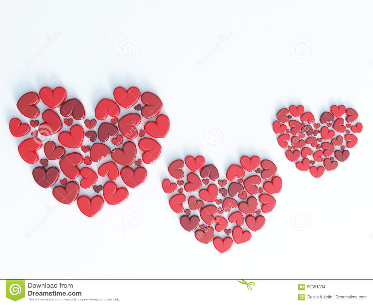 beautiful romantic valentine s day greeting gift card d render red hearts white background 90381894 jpg