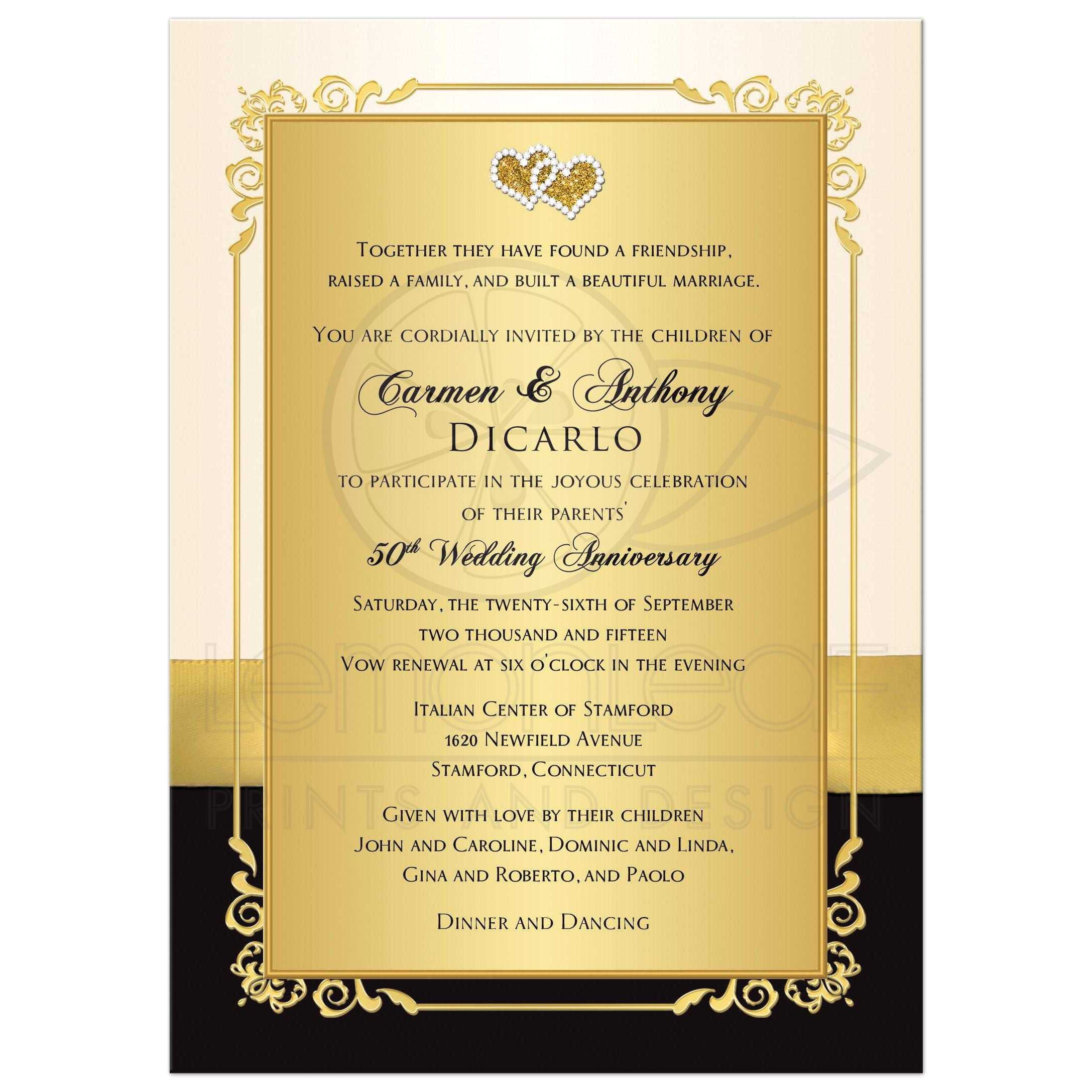 golden wedding anniversary invitation cards jpg