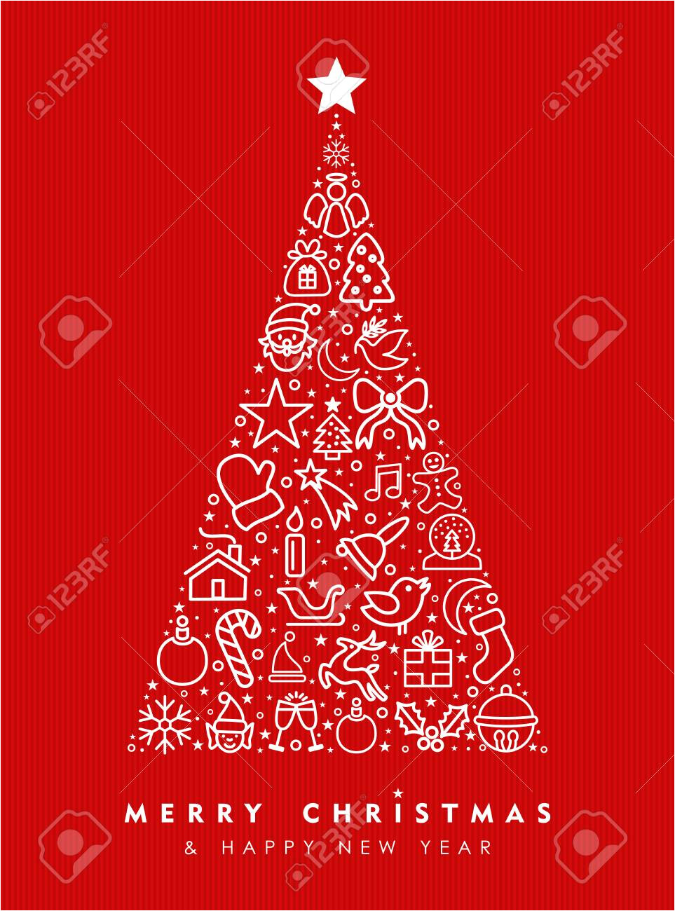 86492000 merry christmas and happy new year greeting card design red holiday line art icon illustration makin jpg