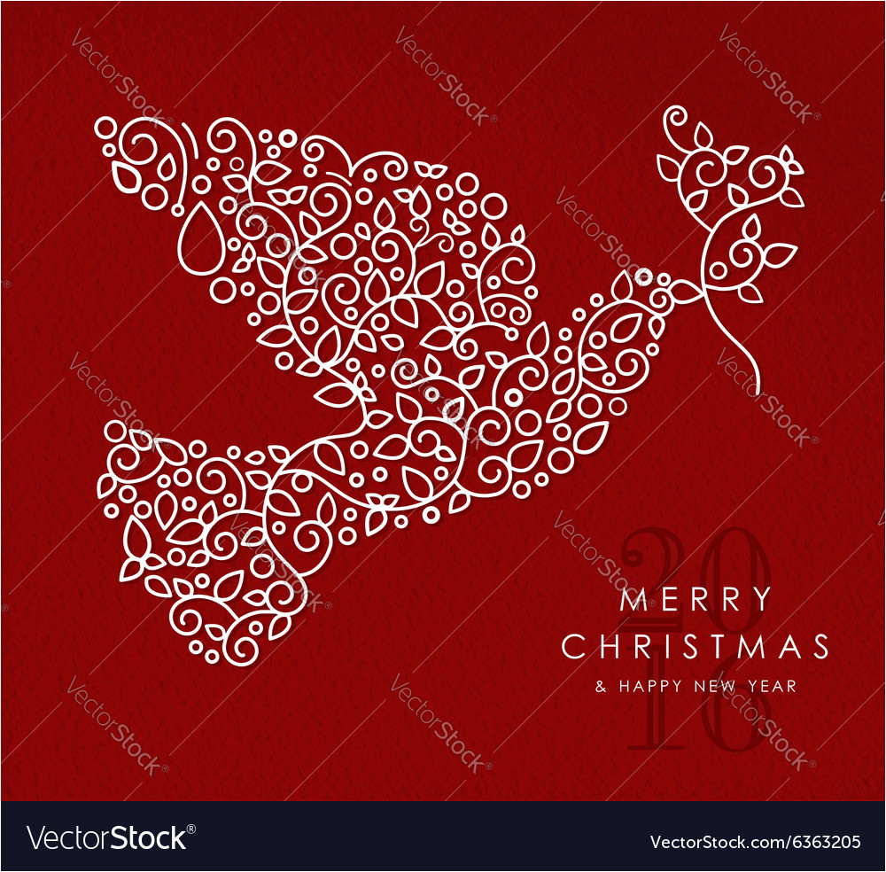 merry christmas happy new year outline dove deco vector 6363205 jpg