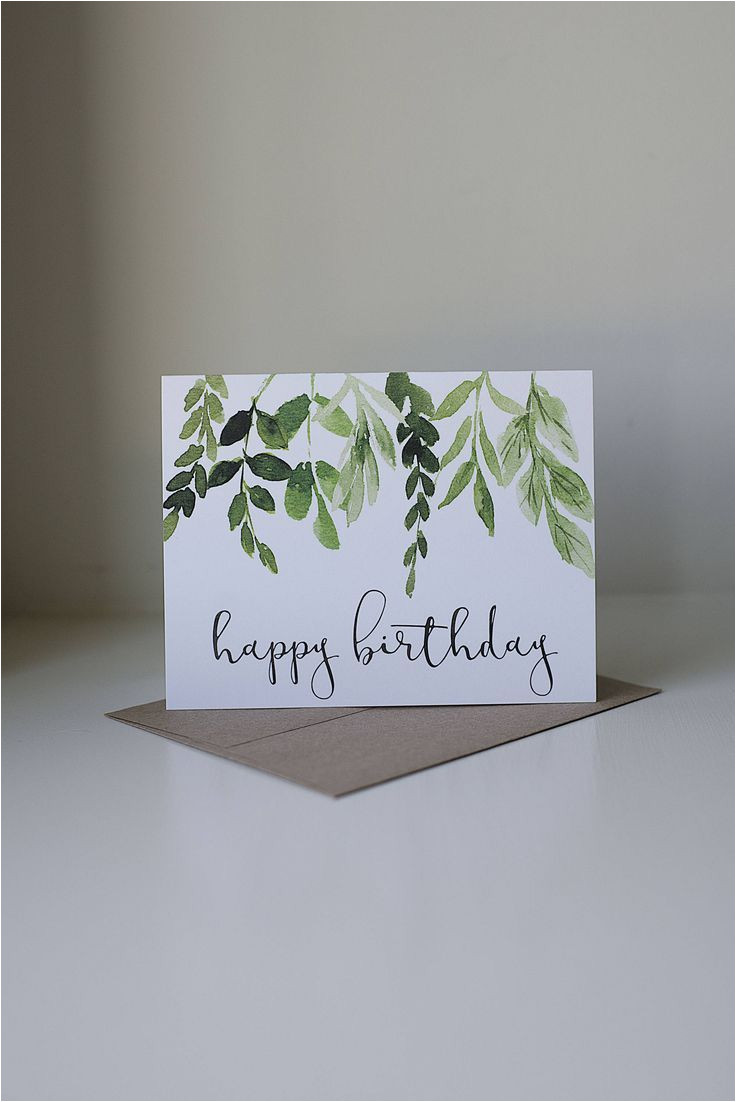 Simple Watercolor Birthday Card Ideas Happy Birthday Card Ivy Birthday Card Watercolor Card