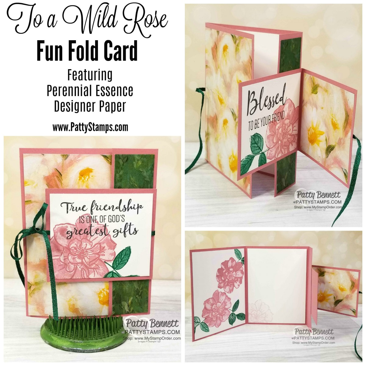 to a wild rose fun fold card open close stampin up pattystamps jpg