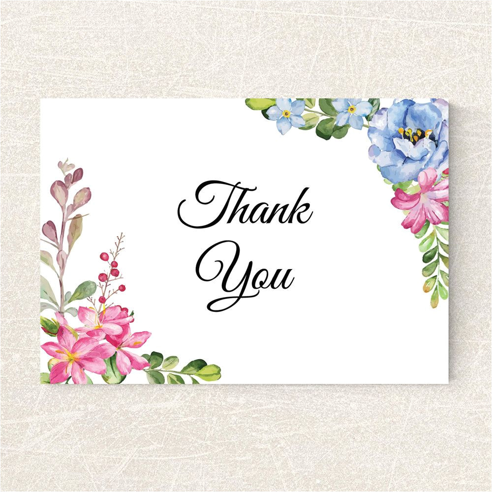 Thank You Card Flower Design Wedding Thank You Card Printable Floral Thank You Card