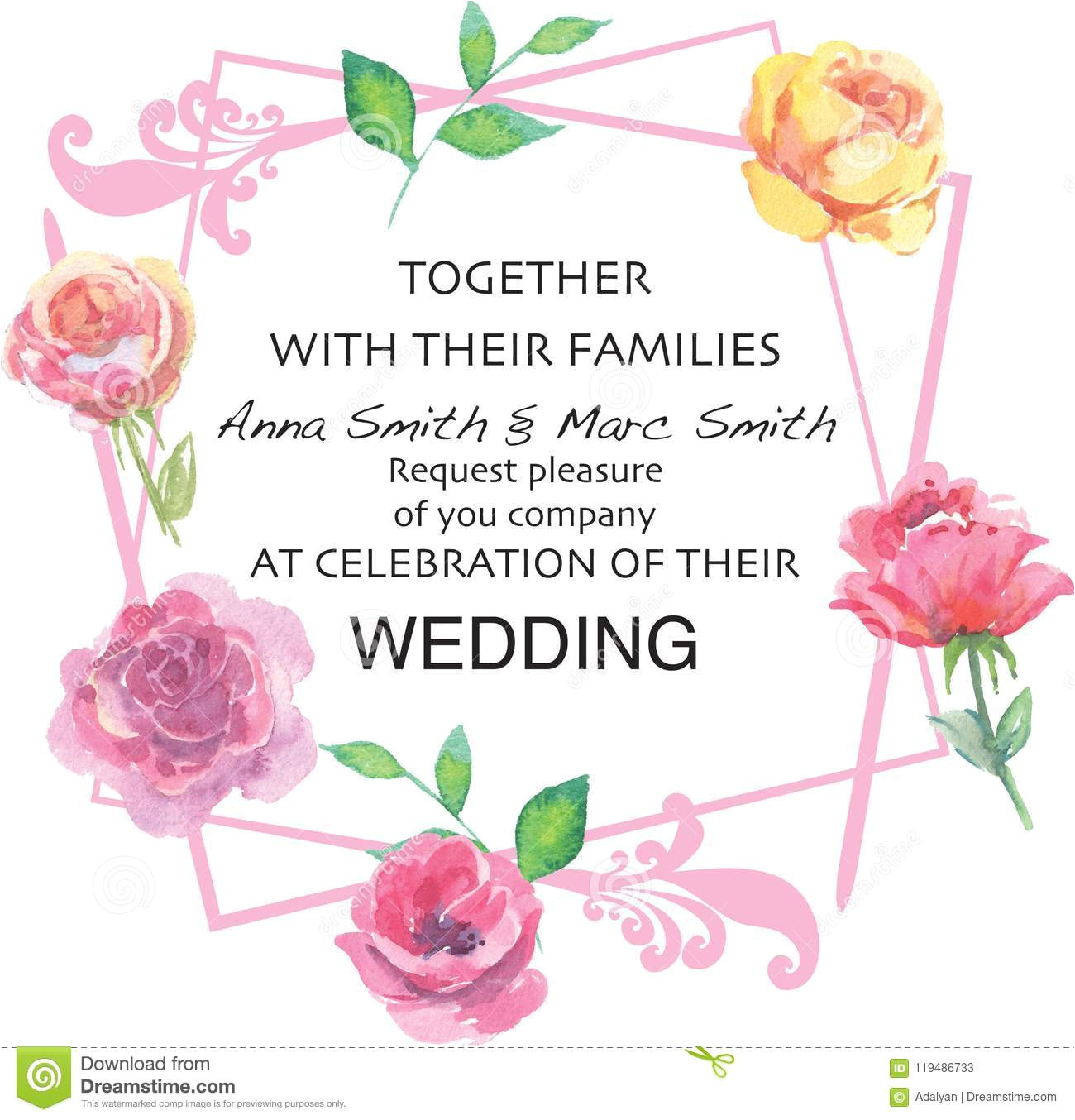 wedding vector floral invite invitation thank you card watercolor design elegant garden flower pink peach rose geometric frame 119486733 jpg