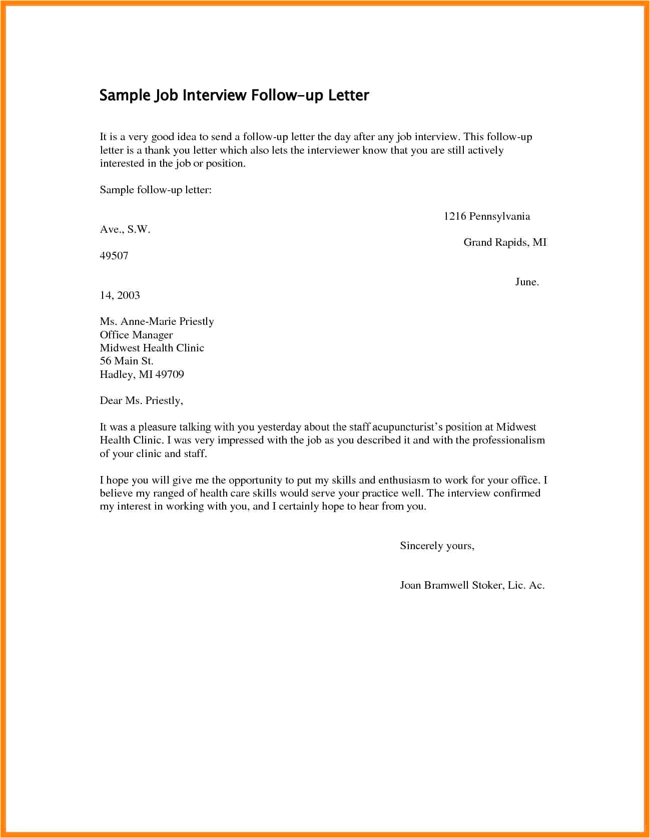 thank you letter after job interview new job interview follow up letter sample valid sample follow up email of thank you letter after job interview 1 jpg