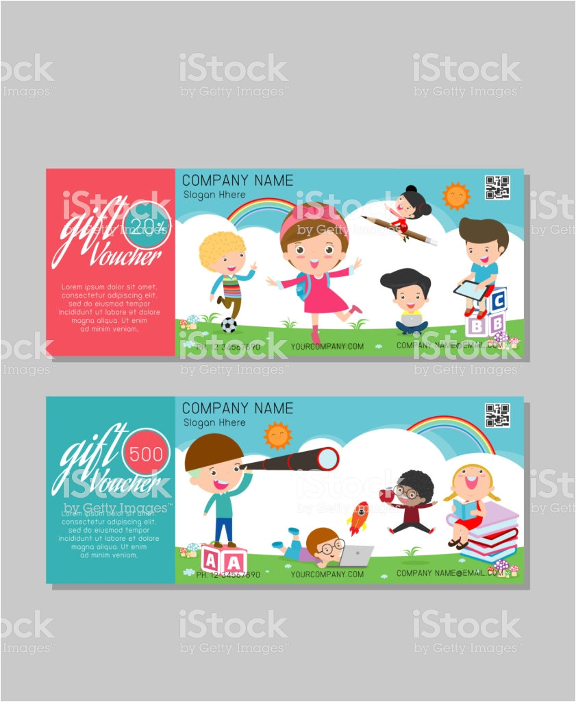 gift voucher template and modern pattern kids concept voucher with vector id1086732882