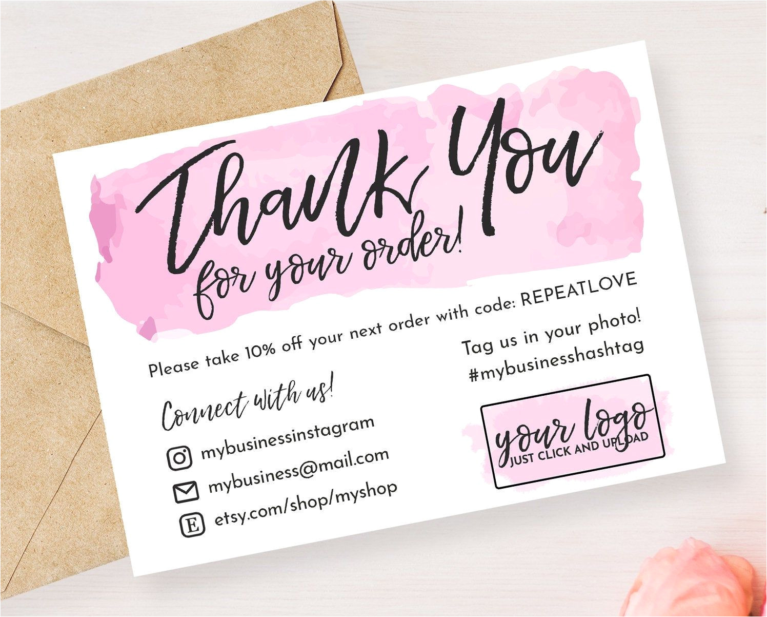 Upload Photo Thank You Card Instant Download Editable and Printable Thank You Card for