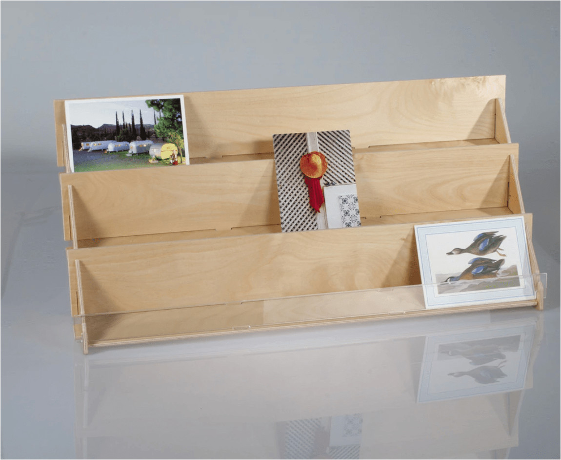 wooden greeting card display stand png