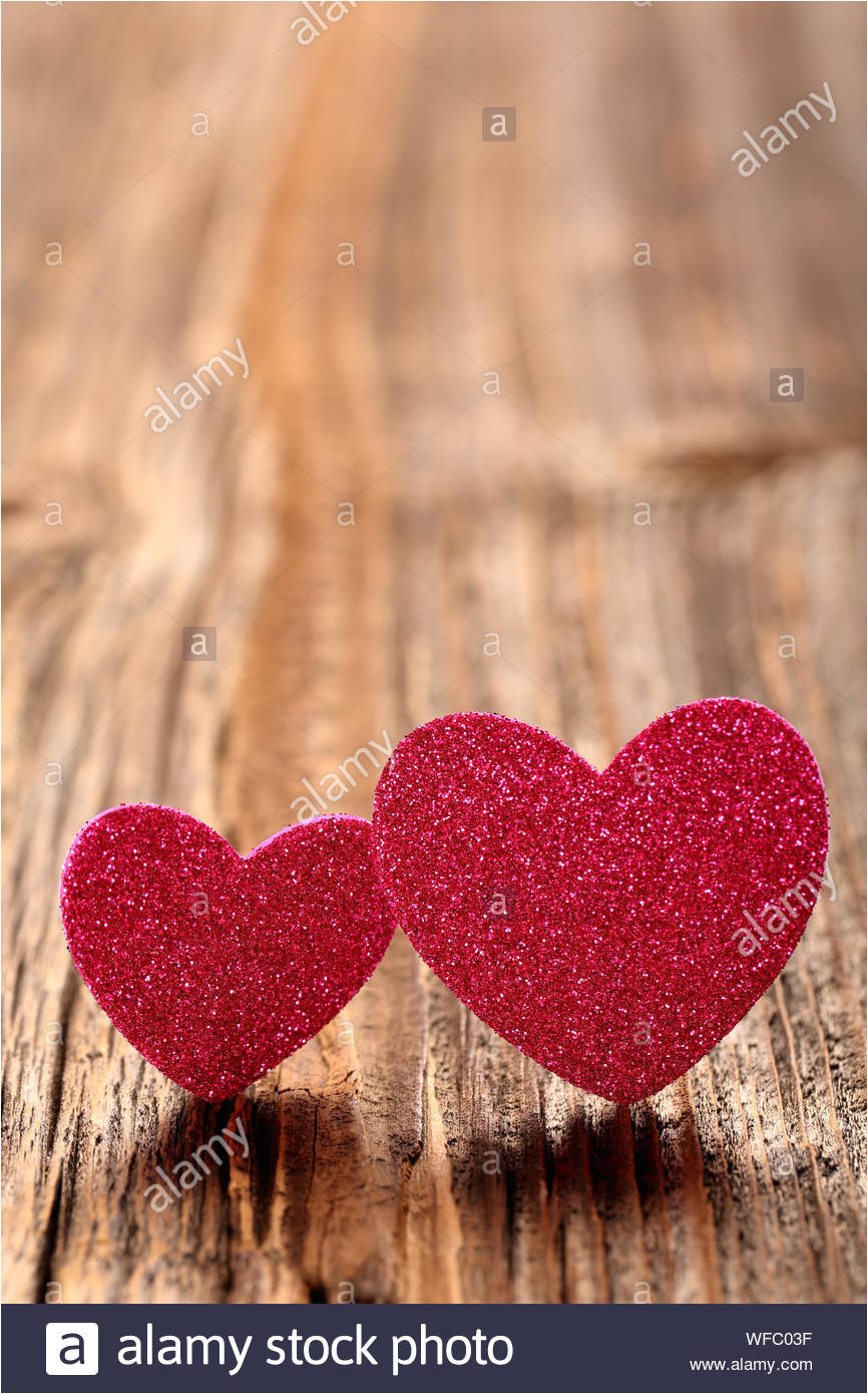 valentines day card with two hearts on wooden background wfc03f jpg