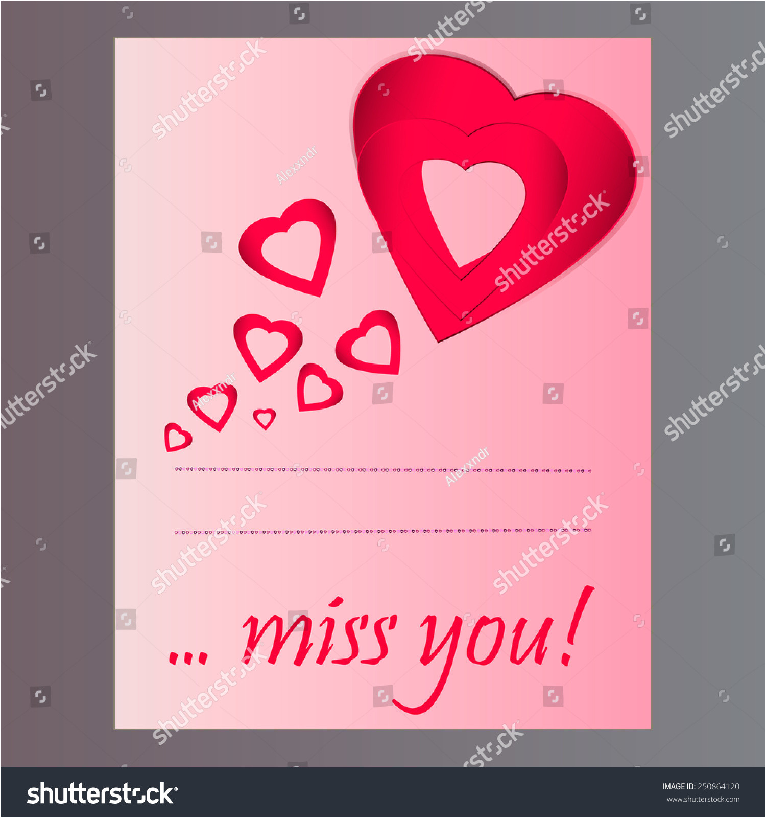 stock vector greeting card for valentine s day with words miss you 250864120 jpg