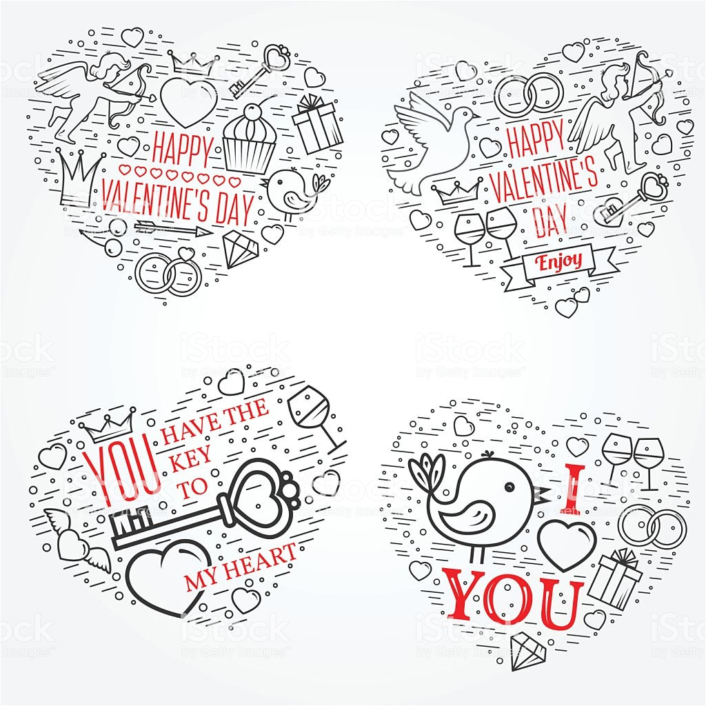 happy valentines day greetings card labels badges symbols vector id579408478