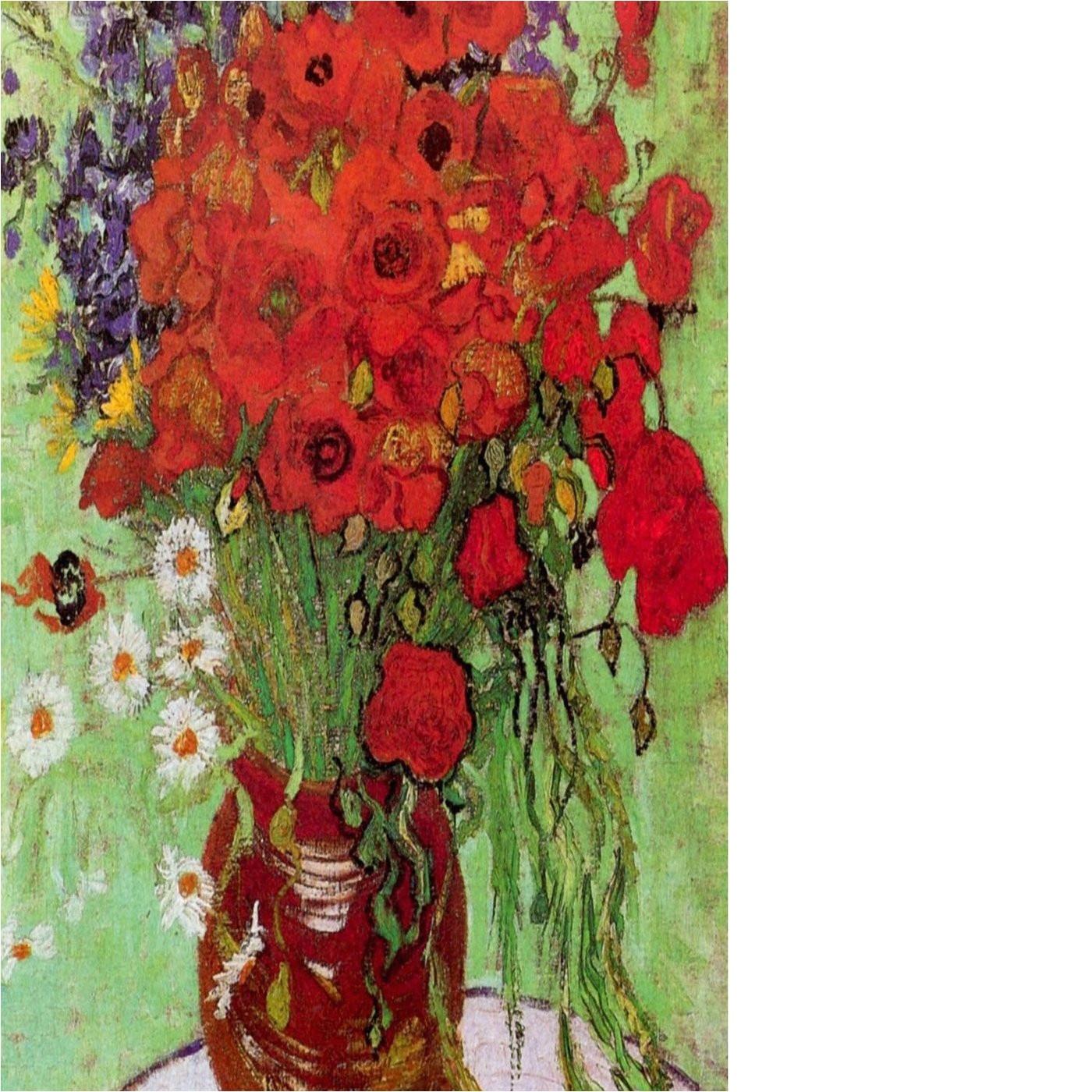 Vincent Van Gogh Happy Birthday Card Still Life Red Poppies and Daisies 20 X26 On Canvas Vincent