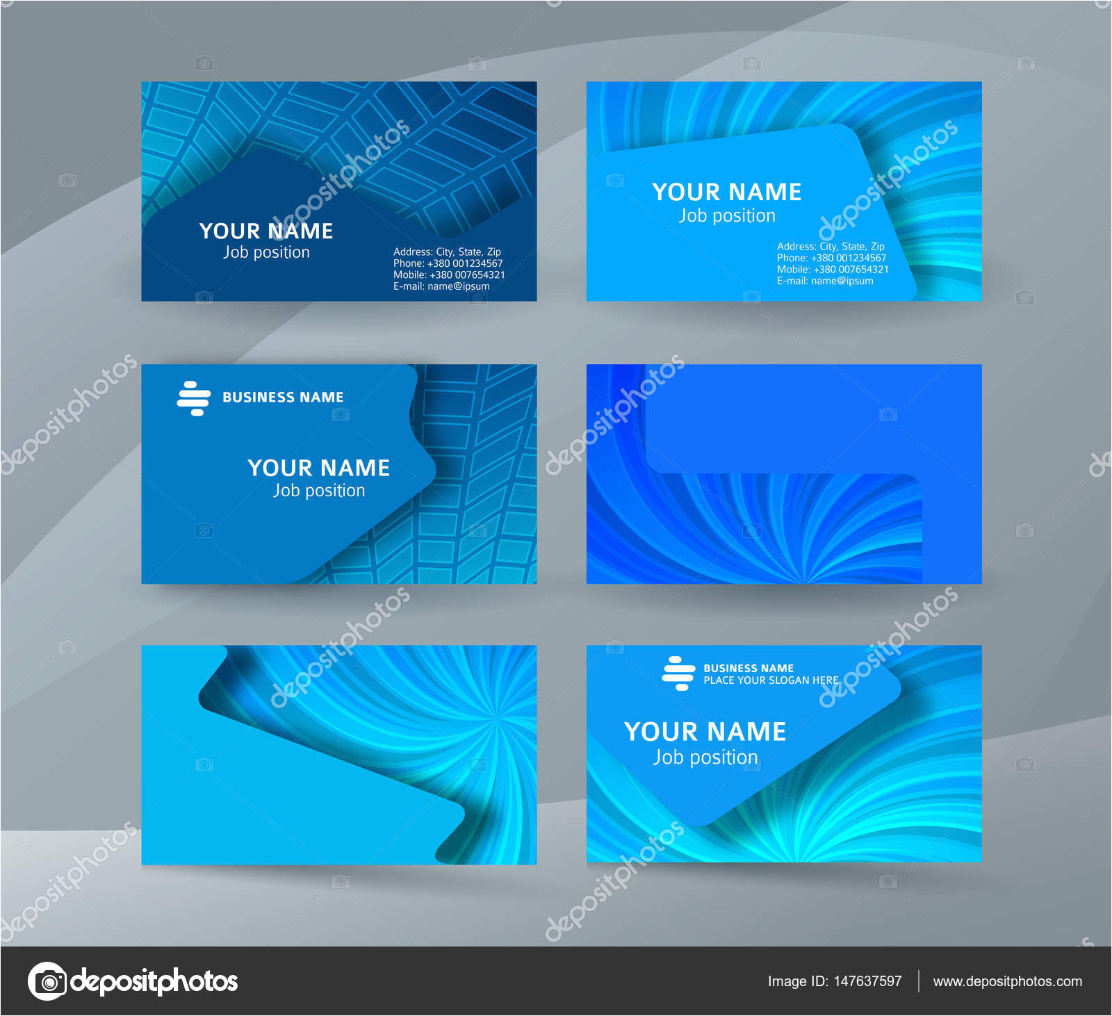 depositphotos 147637597 stock illustration business card background blue set jpg