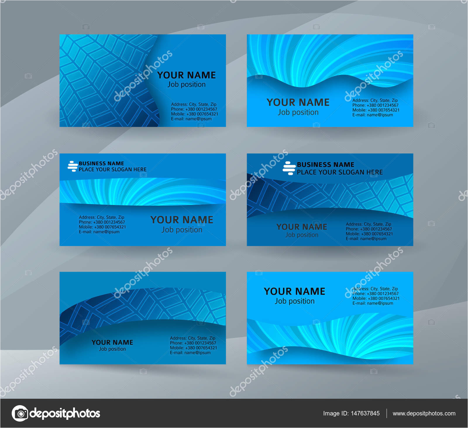depositphotos 147637845 stock illustration business card background blue set jpg