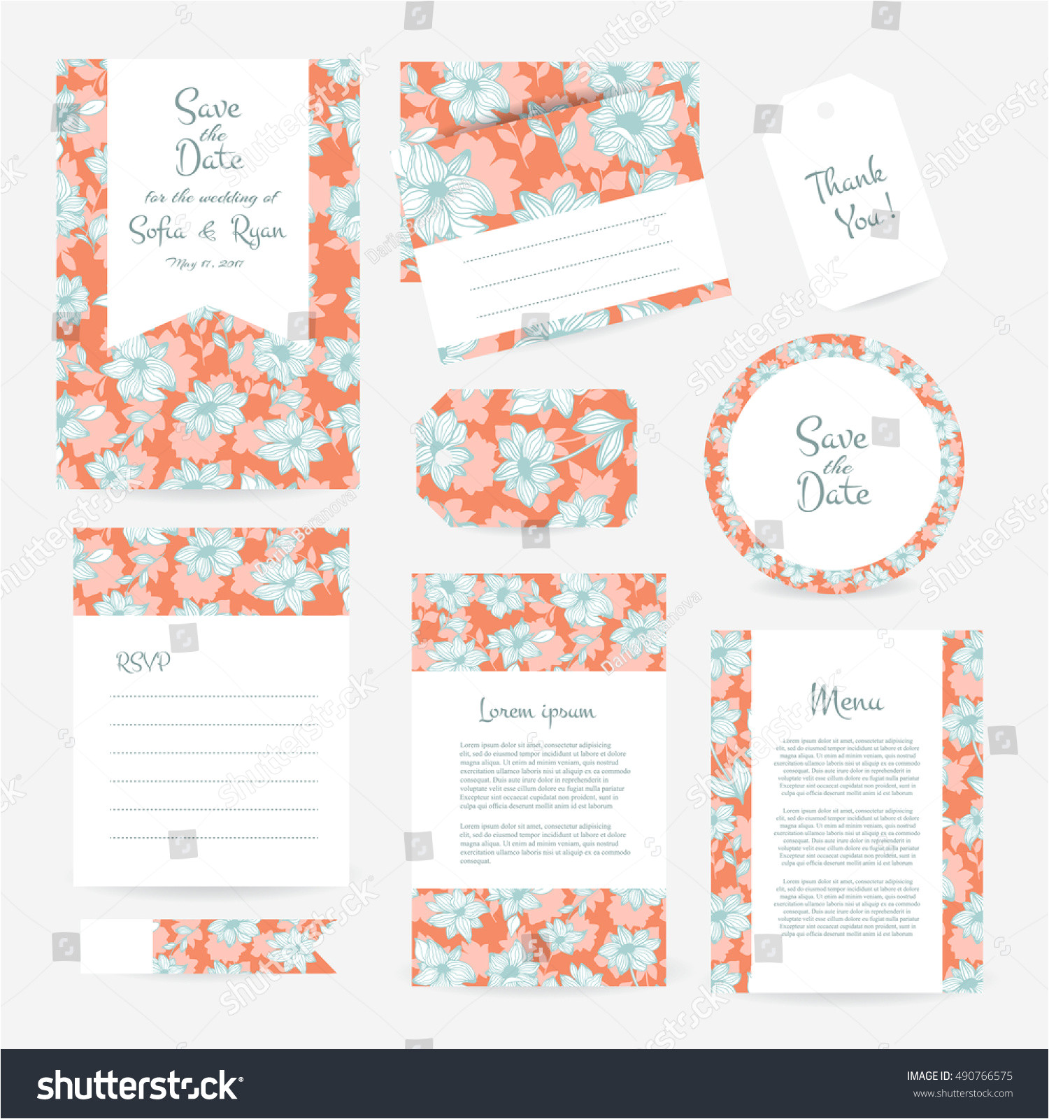 stock vector vector gentle wedding cards template with flower design wedding invitation or save the date rsvp 490766575 jpg