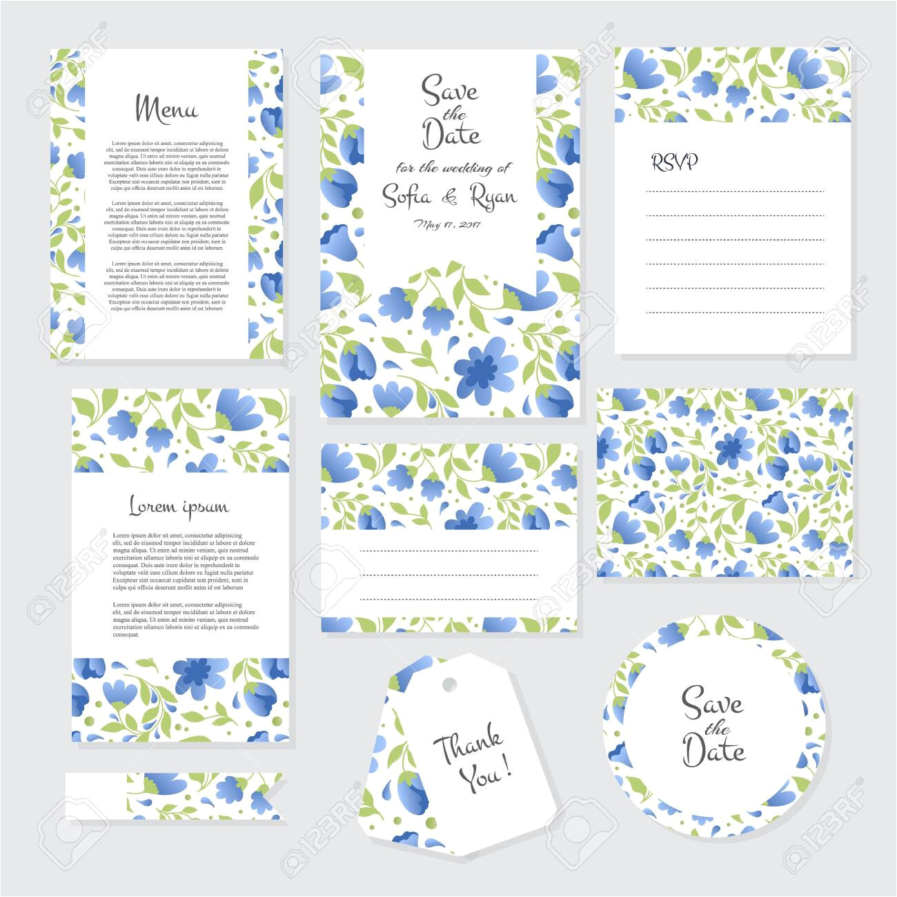 123397476 vector gentle wedding cards template with flower design invitation or save the date rsvp menu and th jpg