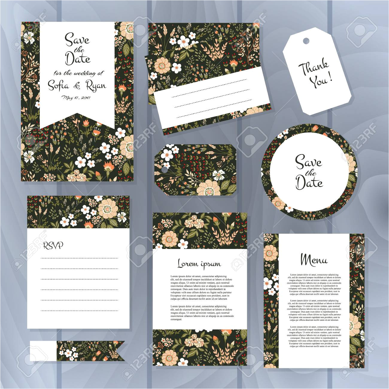 67943495 vector gentle wedding cards template with flower design wedding invitation or save the date rsvp men jpg