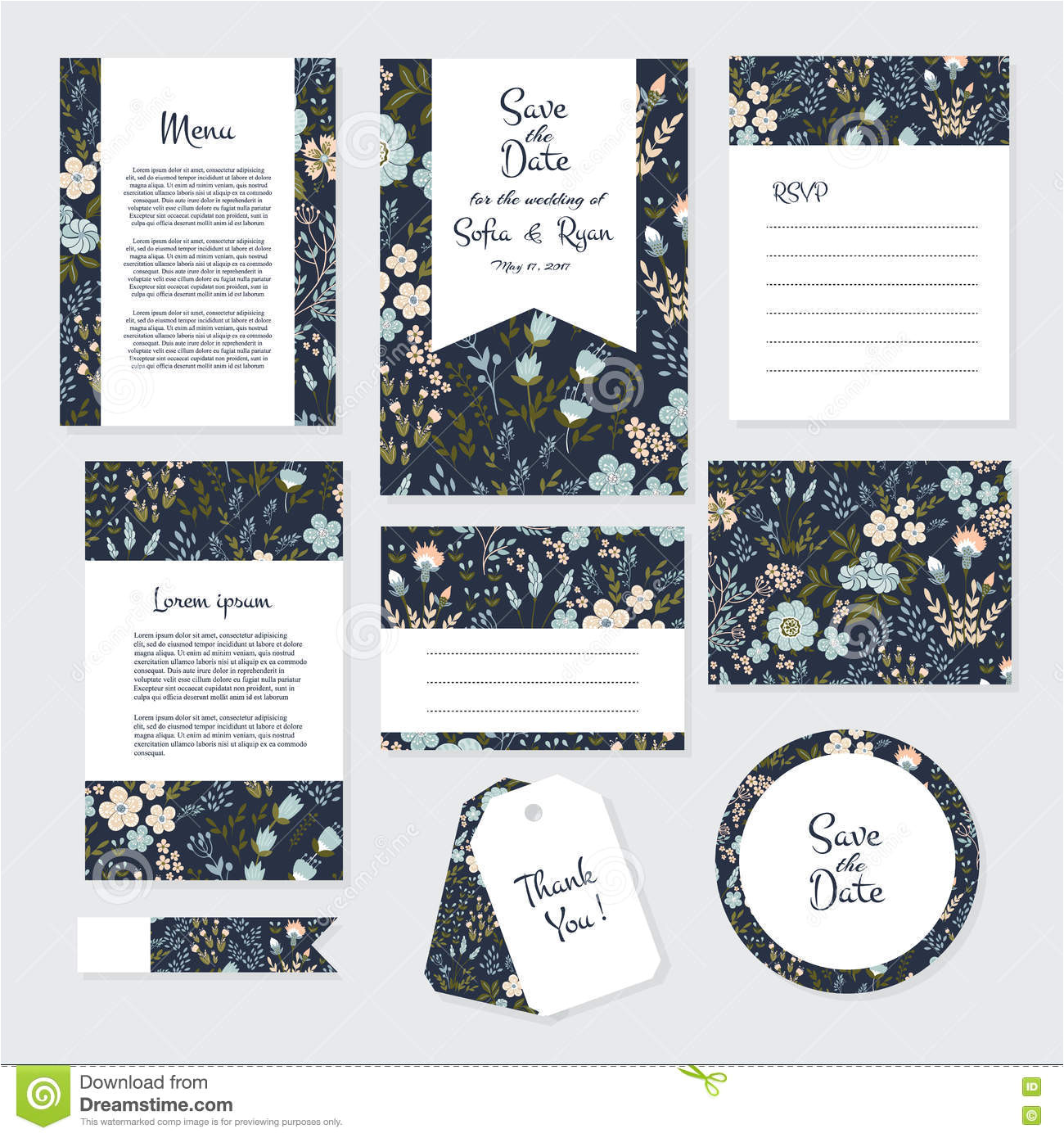 vector gentle wedding cards template flower design invitation save date rsvp menu thank you card 79168976 jpg