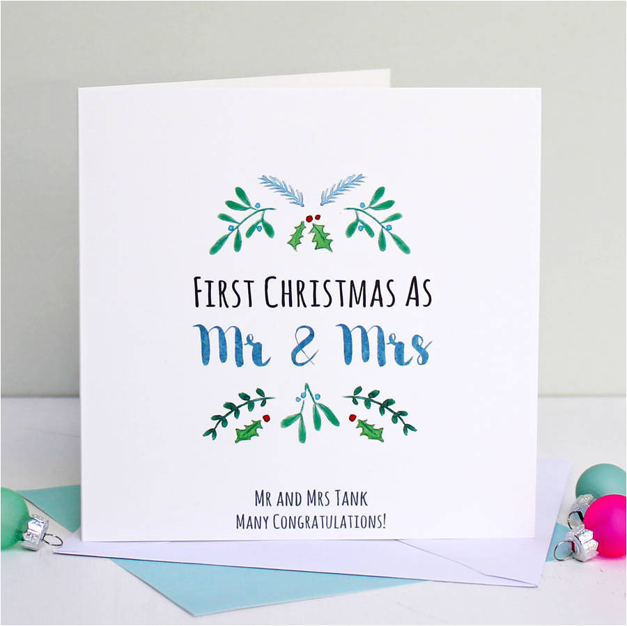original personalised mr and mrs first christmas card jpg