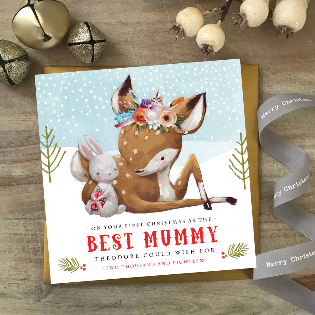 original personalised new mummy s first christmas card deer jpg