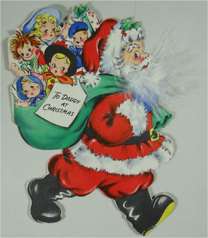 When is the Christmas Card On Hallmark Vintage Hallmark Hall Bros Christmas Card 1945 Santa Claus
