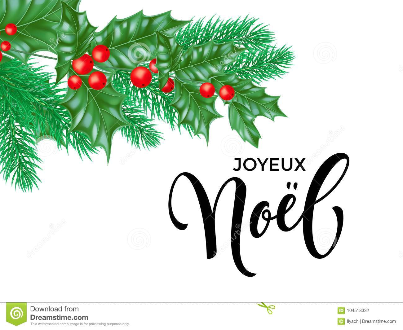 joyeux noel french merry christmas hand drawn quote calligraphy christmas holly wreath holiday greeting card background 104518332 jpg