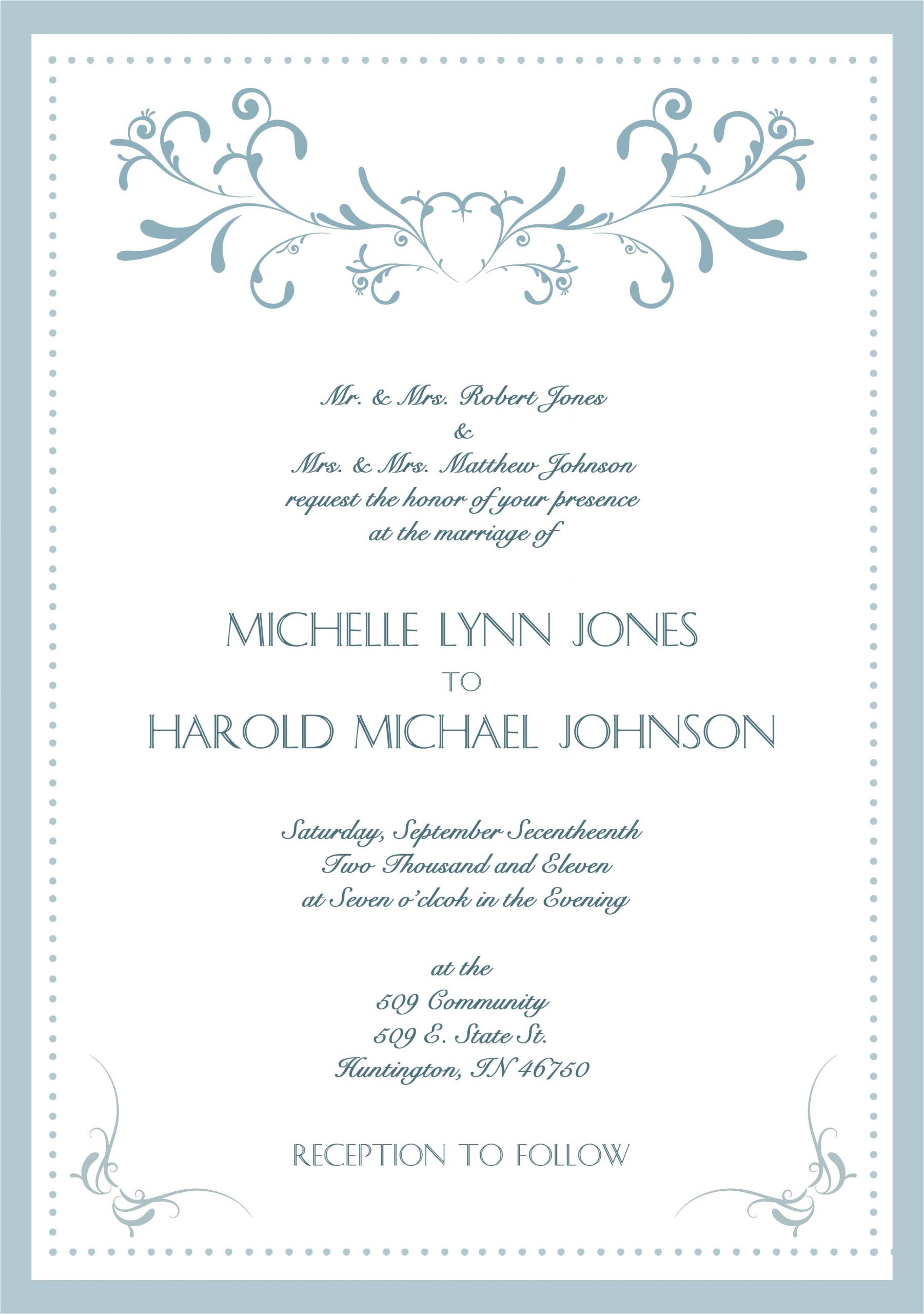 wedding invitation card template word