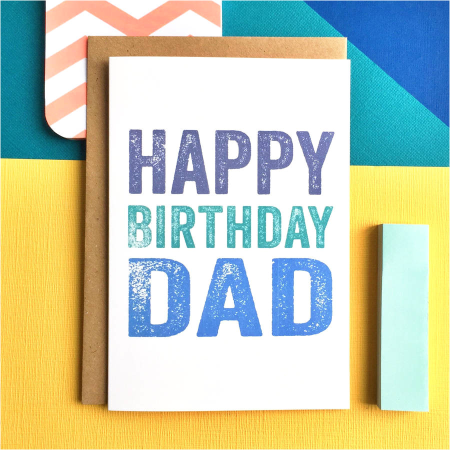 happy birthday dad wood block inspired greetings card