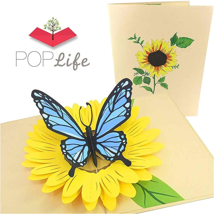 blue butterfly and sunflower pop up card