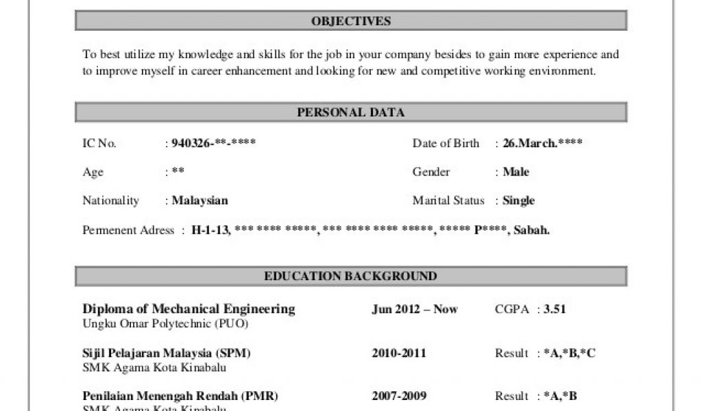 Contoh Resume Student Uitm Resume Lengkap Untuk Memohon 
