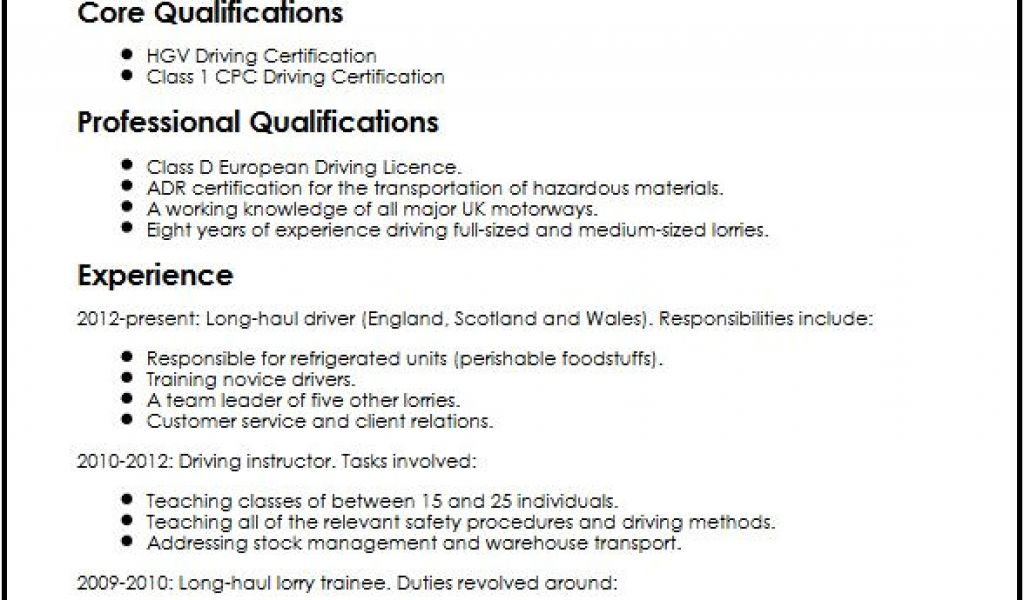 drivers cv template long haul lorry driver cv sample lorry driver cv