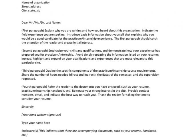 Sample Cover Letter for Practicum Coursework Requirements ...